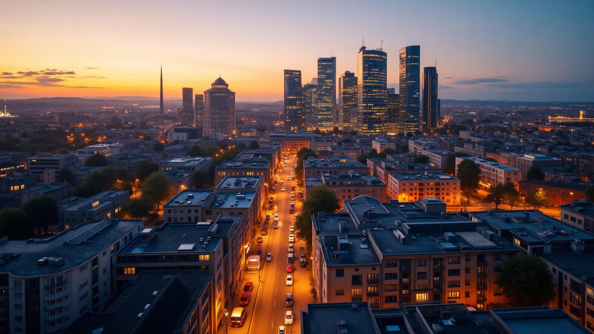 Scottish cityscape at dusk showcasing corporate accommodation locations